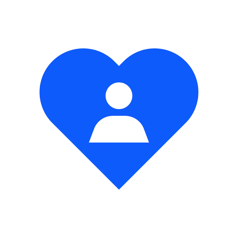 Et hjerte med en person-figur i midten